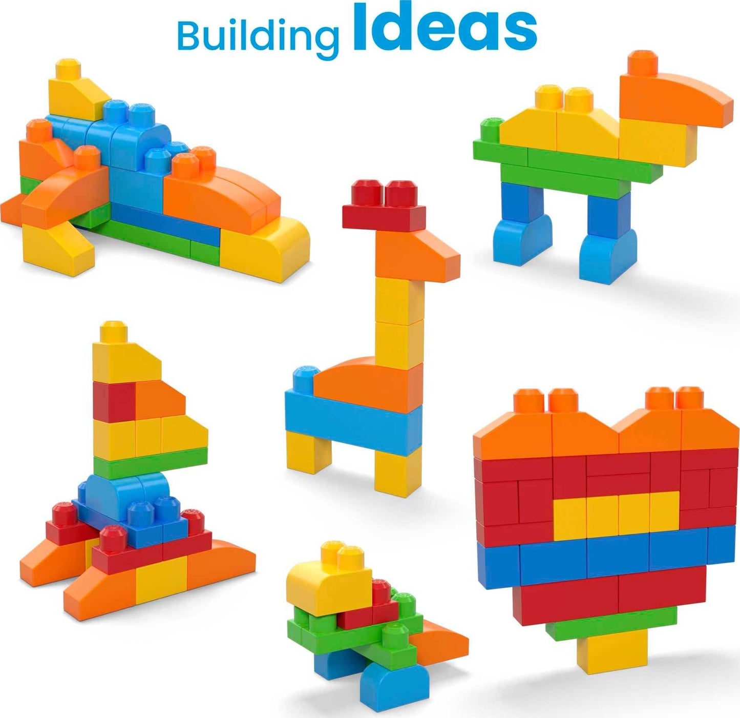 MEGA BLOKS First Builders Deluxe Building Bag with 150 Toddler Blocks, Preschool Learning Toy Set with Storage, Blue, Ages 1+ Years