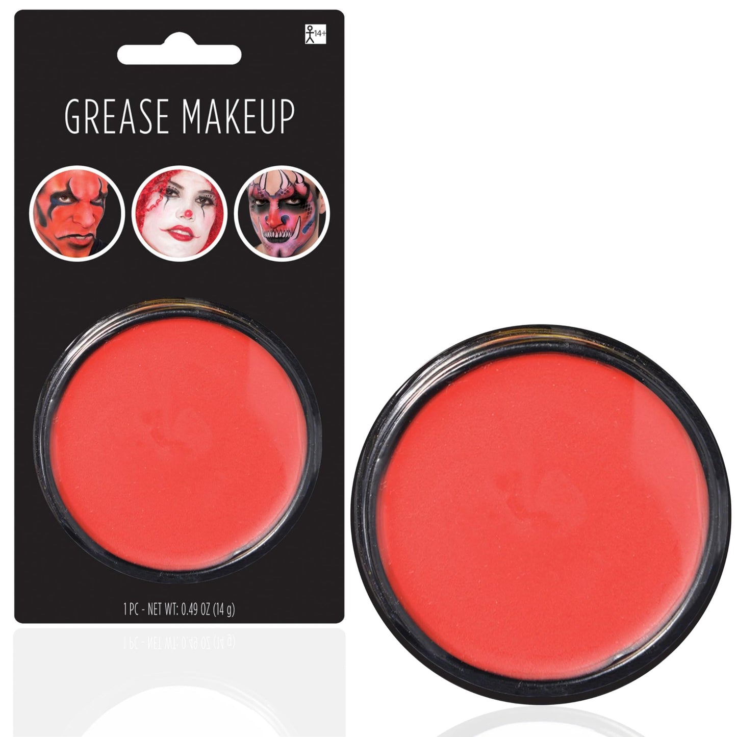 amscan Red Grease Makeup - 0.49 oz. (Pack of 1) - Pigmented & Long-Lasting Formula Perfect for Halloween & Theatrical Performances