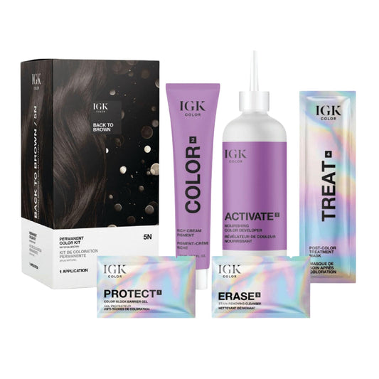 IGK Permanent Hair Color Kit | 5N Back To Brown Natural Brown | Salon-Quality Permanent Hair Dye | 100% Gray Hair Coverage | Ammonia-Free Color Beauty & Personal Care IGK