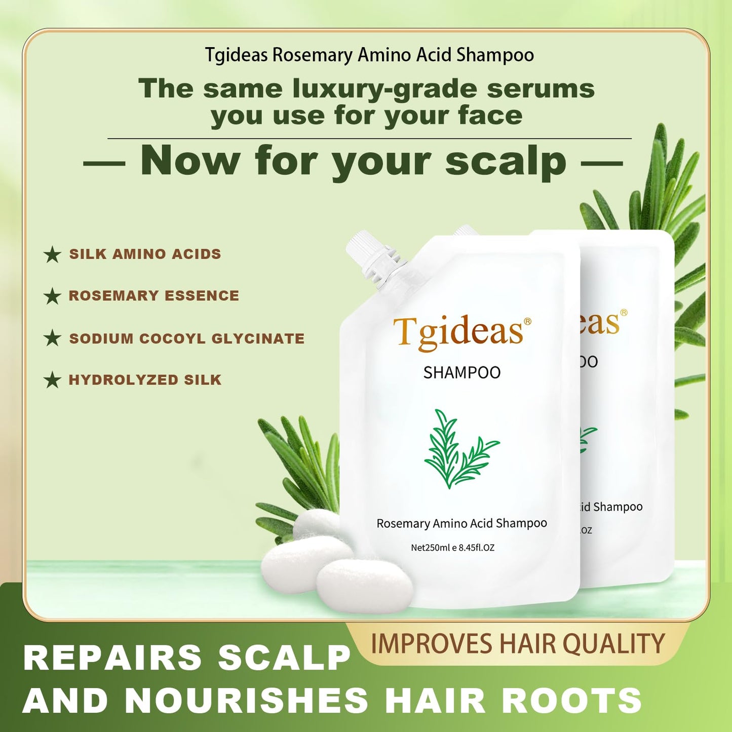 Tgideas Rosemary Amino Acid Shampoo, Hair Growth Shampoo for Thinning Hair Women and Men Hair Loss, Zinc PCA Thicken & Strengthen Scalp Beauty and Personal Care Tgideas