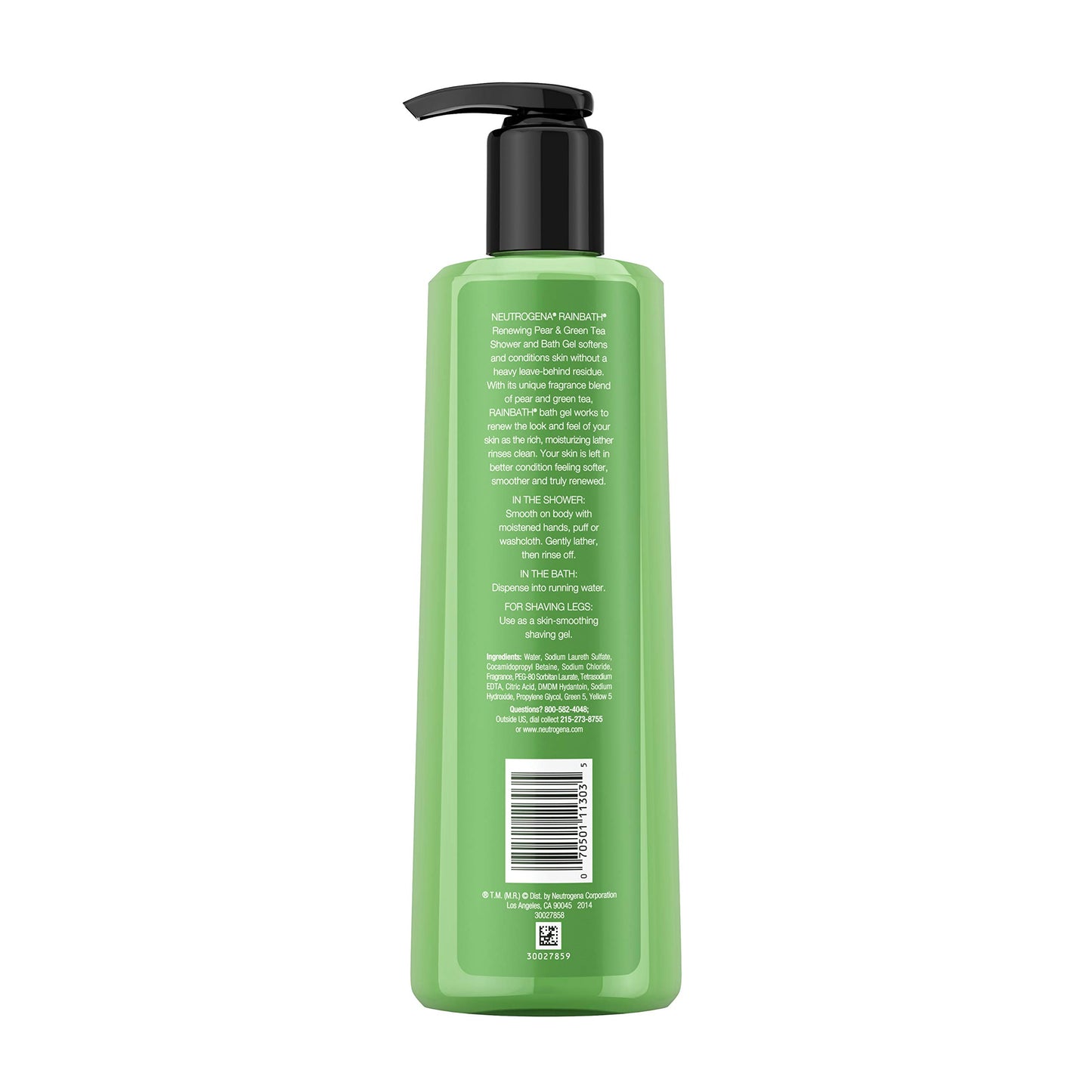 Neutrogena Rainbath Renewing Shower And Bath Gel, Moisturizing Body Wash and Shaving Gel with Clean Rinsing Lather, Pear & Green Tea Scent, 16 fl. oz