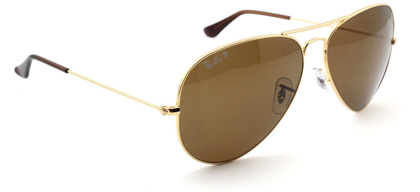 Ray-Ban RB3025 001/57 Unisex Aviator Sunglasses Polarized (Gold Frame/Brown Polarized Lens 001/57, 58), Medium