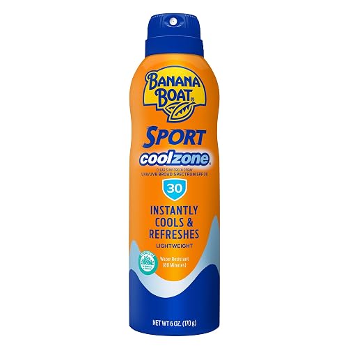 Banana Boat Sport Cool Zone SPF 30 Sunscreen Spray, 6oz | Sport Sunscreen Spray SPF 30, Clear Sunscreen Spray, Banana Boat Sunscreen Spray SPF 30