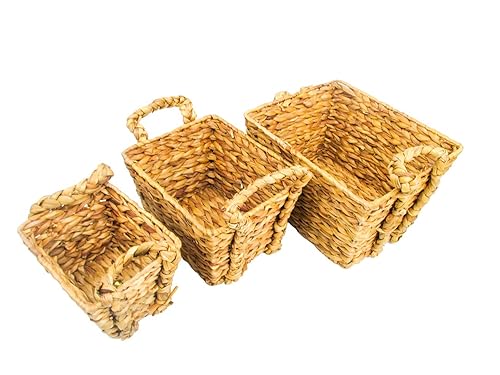 Water Hyacinth Braided Handled Nesting Baskets by Trademark Innovations (Set of 3)