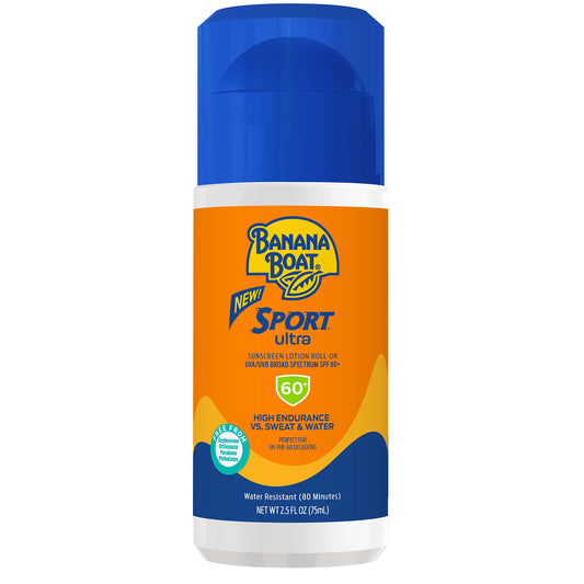 Banana Boat Sport Ultra SPF 60 Roll On Sunscreen, 2.5Fl Oz | Travel Size Sunscreen Roller, Roll On Sunblock SPF 60, Oxybenzone Free, Water Resistant