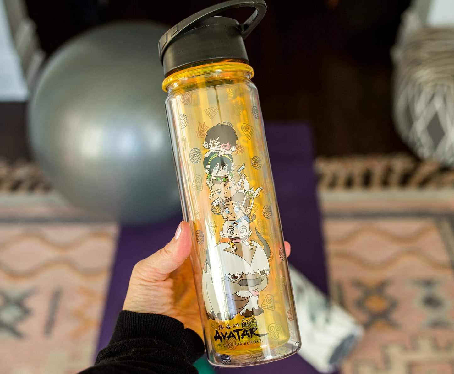 Avatar: The Last Airbender Chibi Characters Water Bottle | BPA-Free Plastic Bottle With Screw Top And Flip-Up Straw Lid | Sports Hydration | Holds 16