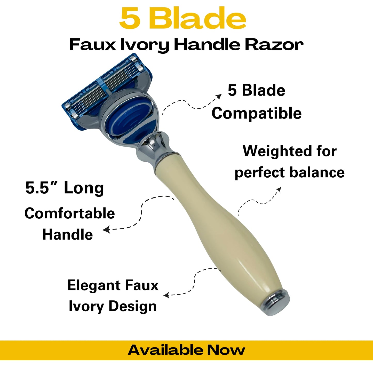 G.B.S Ivory 5 Blade Compatible Razor 5.5in Length Ergonomic Handle Beauty and Personal Care G.B.S