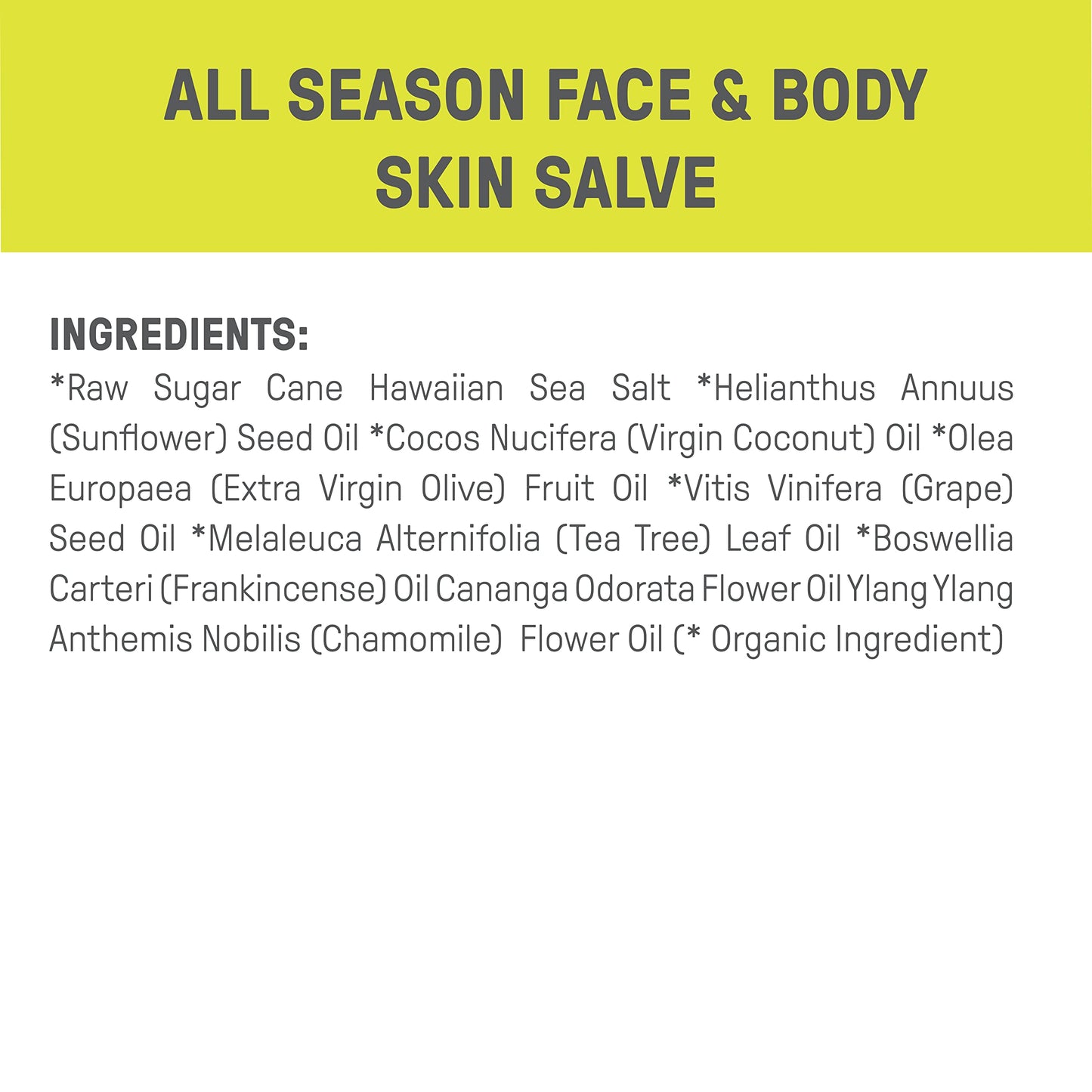 Raw Elements All Season Face + Body Skin Salve - Heal and Rejuvenate with Shea Butter, Hemp, and Chamomile in Bio-Resin Travel Size Body Lotion, 1.8