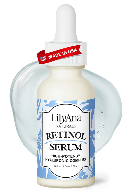 LilyAna Naturals Retinol Serum - Made in USA, Anti Aging Face Serum with Hyaluronic Acid and Vitamin E, Reduces Age Spots and Sun Damage, Promotes Beauty & Personal Care LilyAna Naturals