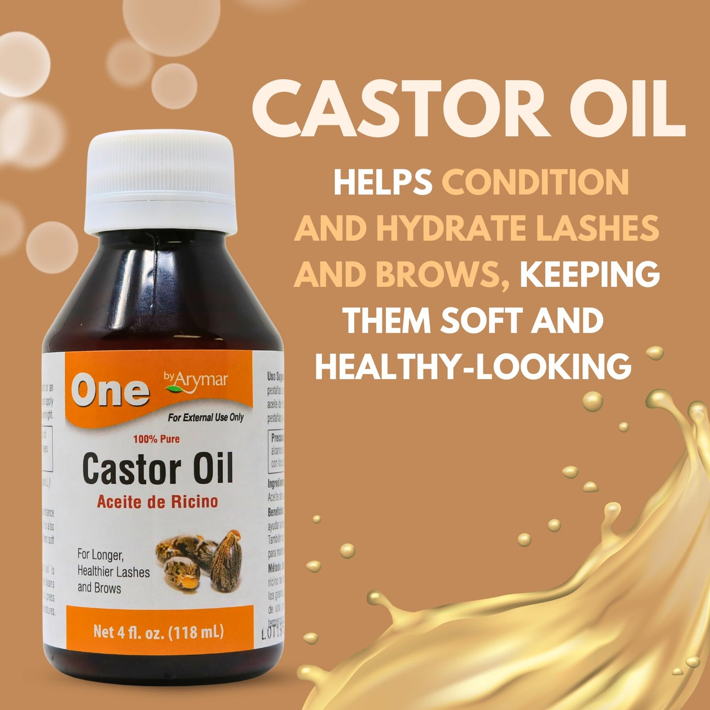 Arymar Castor Oil Aceite de Ricino Made in USA 100% Pure 4 fl oz 118 ml One (4 fl oz)
