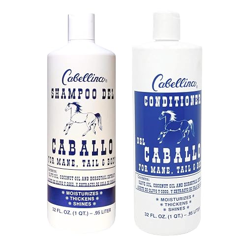 Cabellina Shampoo and Conditioner del Caballo, Enhance Volume and Shine with Horsetail Plant Extract, All Hair Type, 32 FL Oz Each, 2 Bottles