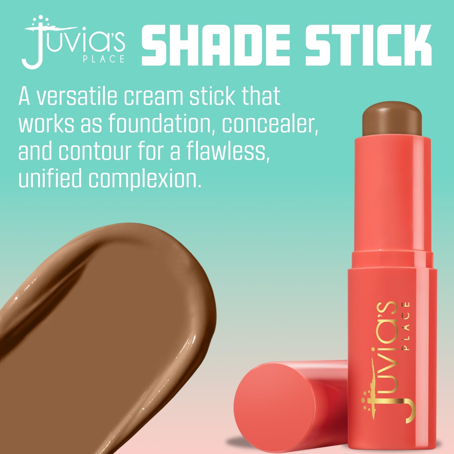 Juvia's Place I Am My Skin Hydra-Tint Foundation Stick - 9 Guinea - Cool, Rich Brown with Neutral Tones, Buildable, Hydrating & Blurring Coverage, Satin Finish for a Flawless, Glowy Look All Day