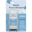 Coppertone Pure and Simple Mineral Sunscreen Stick SPF 50, Water Resistant, Hypoallergenic, Face Sunscreen with Broad Spectrum UVA/UVB Protection