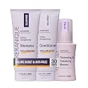 Keranique VOLUME BOOST & STYLE TRAVEL KIT - Anti-Frizz Heat Protection System for Women with Thinning Hair - Includes Keratin Shampoo, Conditioner