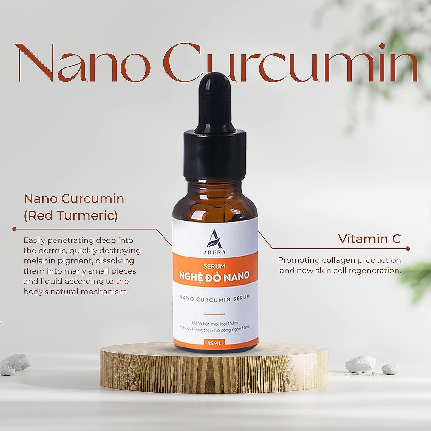 ABERA Nano Turmeric Vitamin C Serum, Nourish and Brighten Skin Tone, Reduce Dark Spots, Acne Bruise Relief, Restore Skin Strength, Skin Care Oil