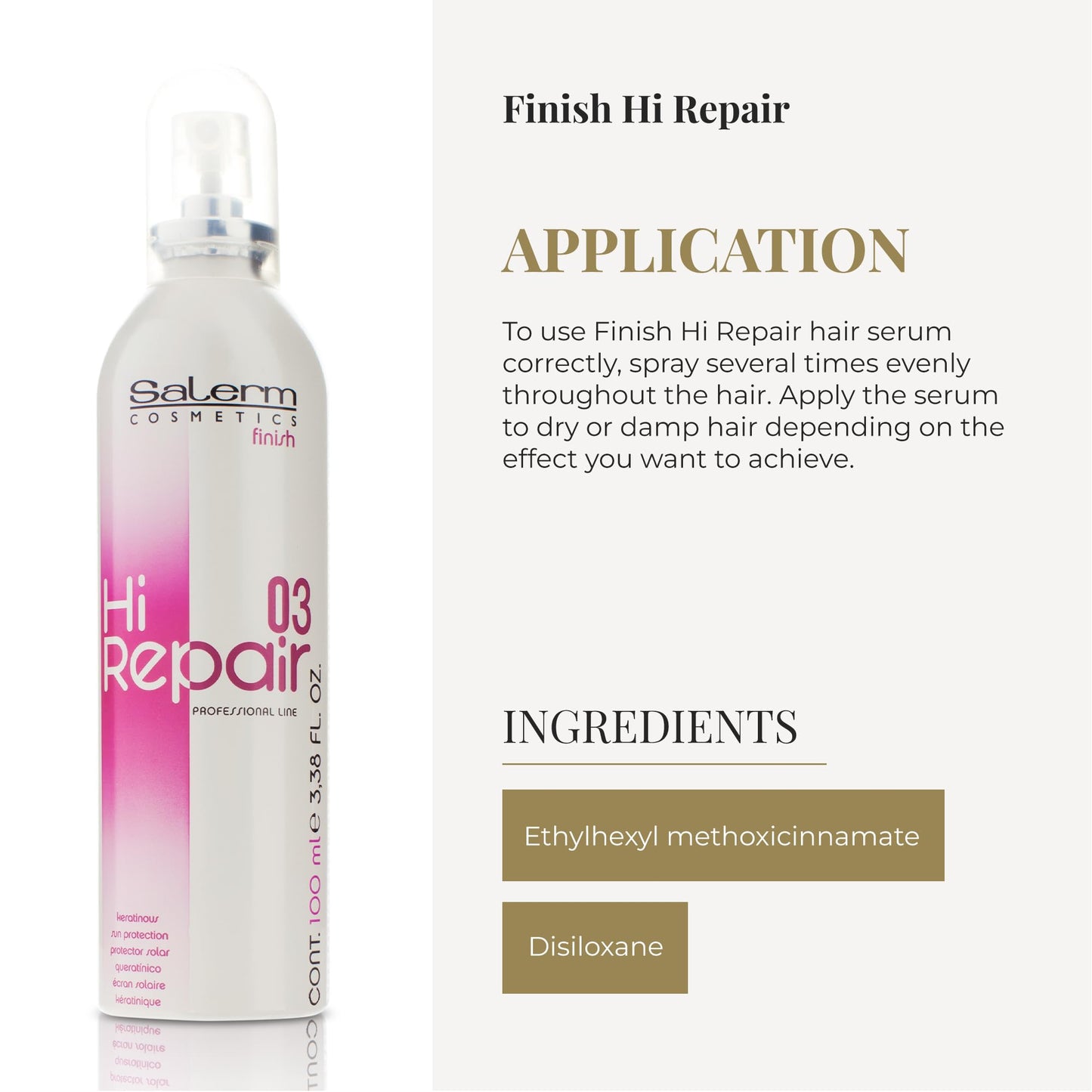 SALERM - Texturizing Hair Serum - Finish Hi Repair - 100 ml - For Damaged Hair - Rejuvenates and Repairs Hair - Softer and Shinier Hair - Immediate