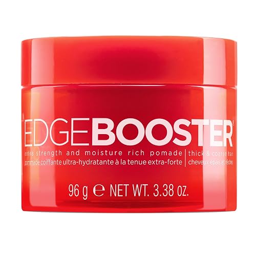 Style Factor Edge Booster Extra Strength & Moisture Rich Pomade | Strong Hold Edge Control Gel for Thick & Coarse Hair | High Shine, Non-Greasy