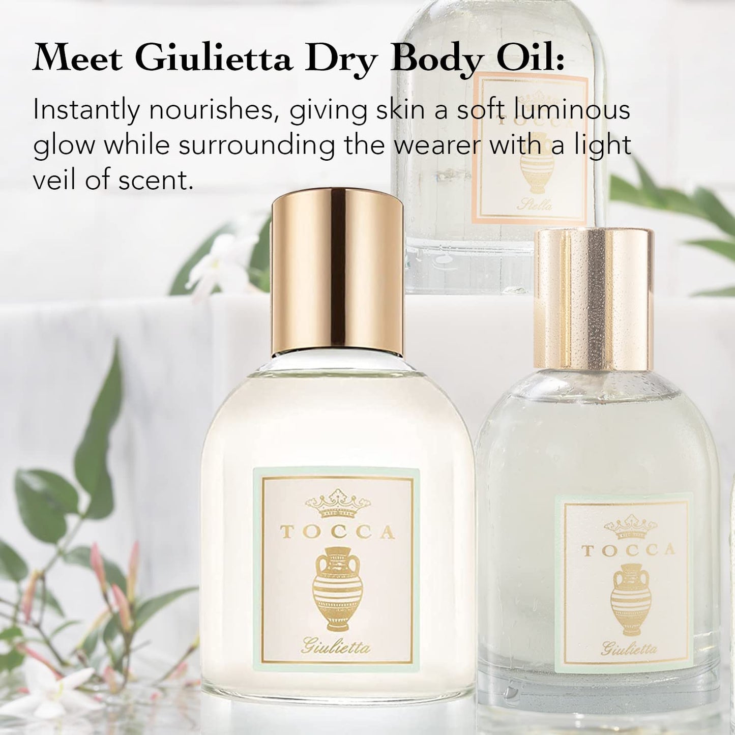 Tocca Giulietta Scented Dry Body Oil, 3.4 Fl Oz - Olio Sublime Profumato Body Fragrance Featuring Pink Tulips, Green Apple & Vanilla Orchid