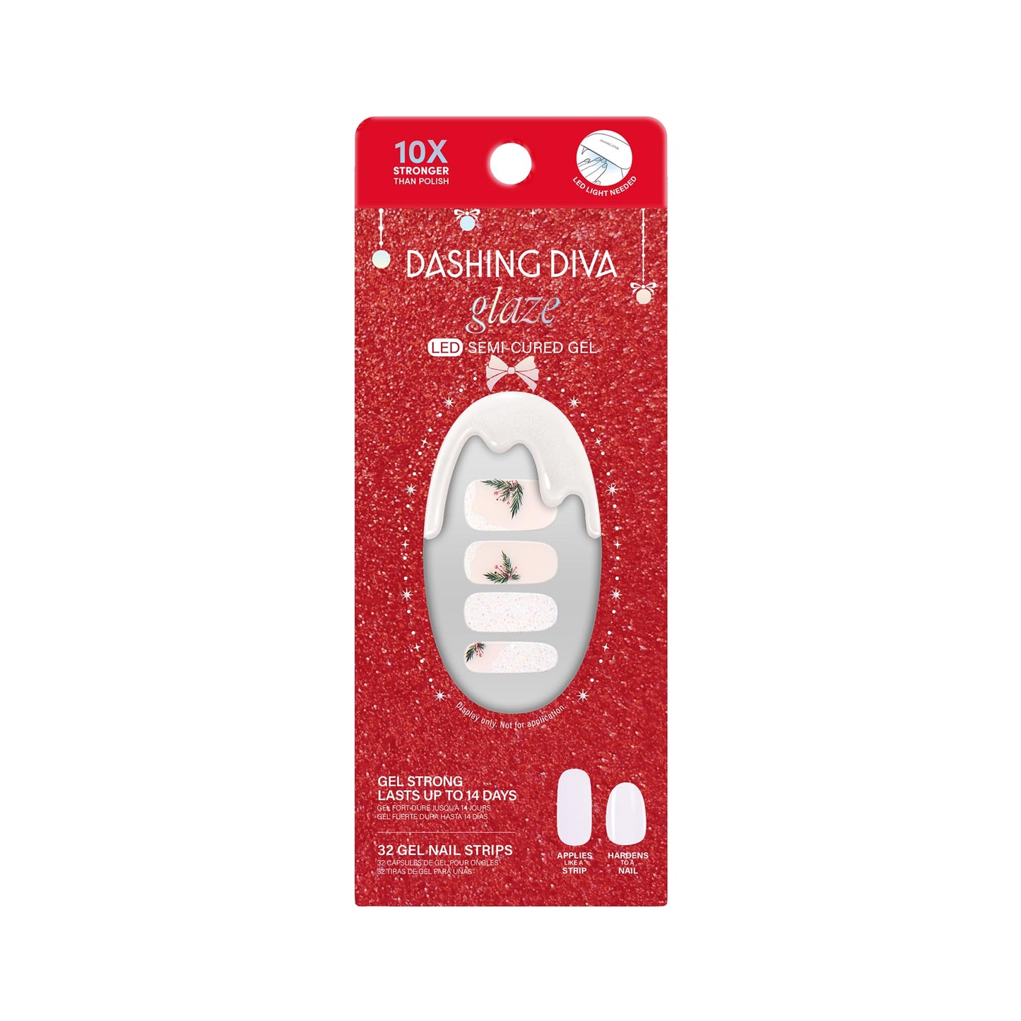 Dashing Diva Glaze Nail Strip Set - Garland Frost - Long Lasting, Chip Resistant, Semi-Cured Gel Nail Strips - Gel Set - 4-Piece Manicure Kit with 32 Beauty & Personal Care Dashing Diva