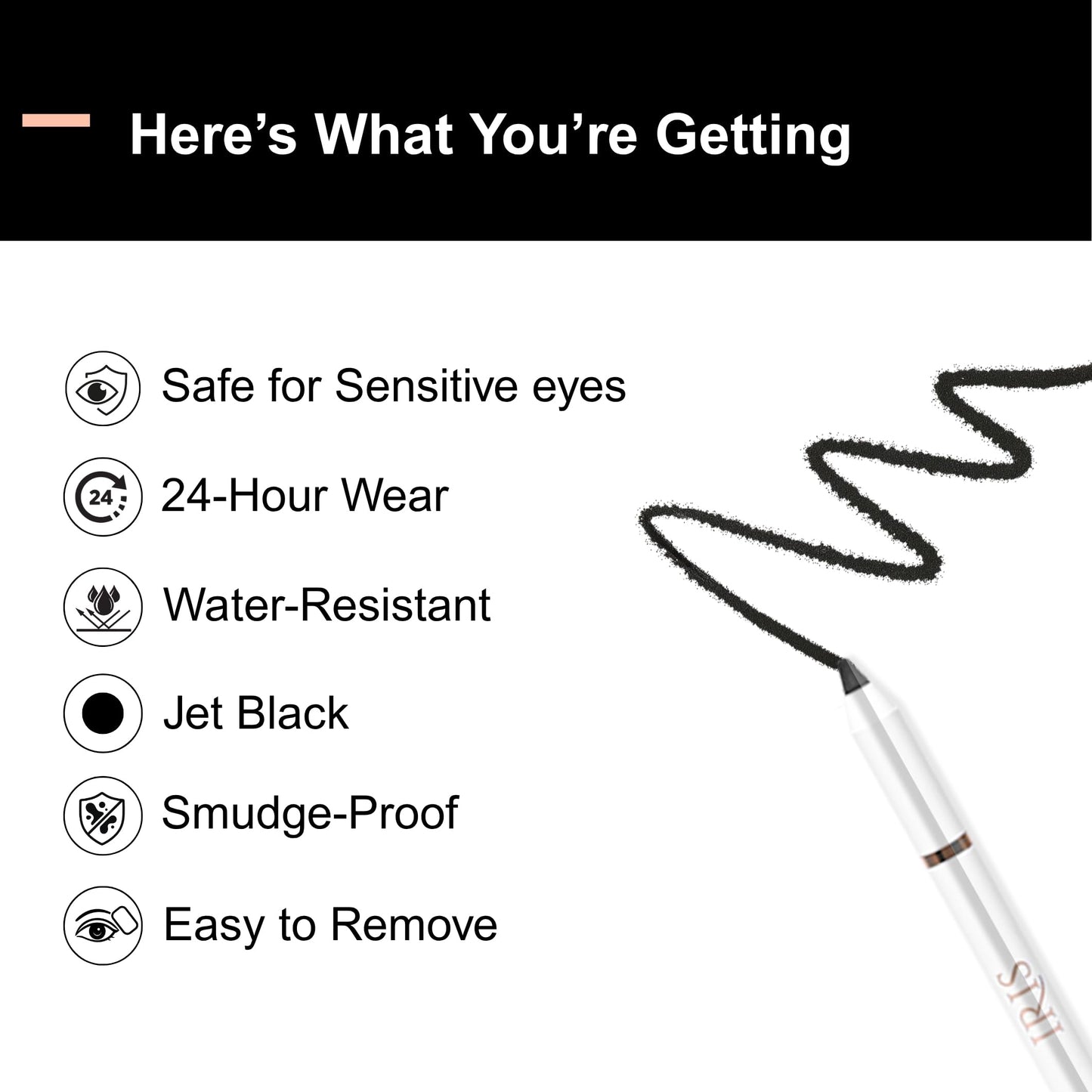 IRIS Waterproof Kajal & Kohl Pencil | Ultra Black 24H Matte Finish | Smudge-Proof, Long-Lasting Eye Makeup | Vegan, Cruelty-Free, Ceramide-Infused…