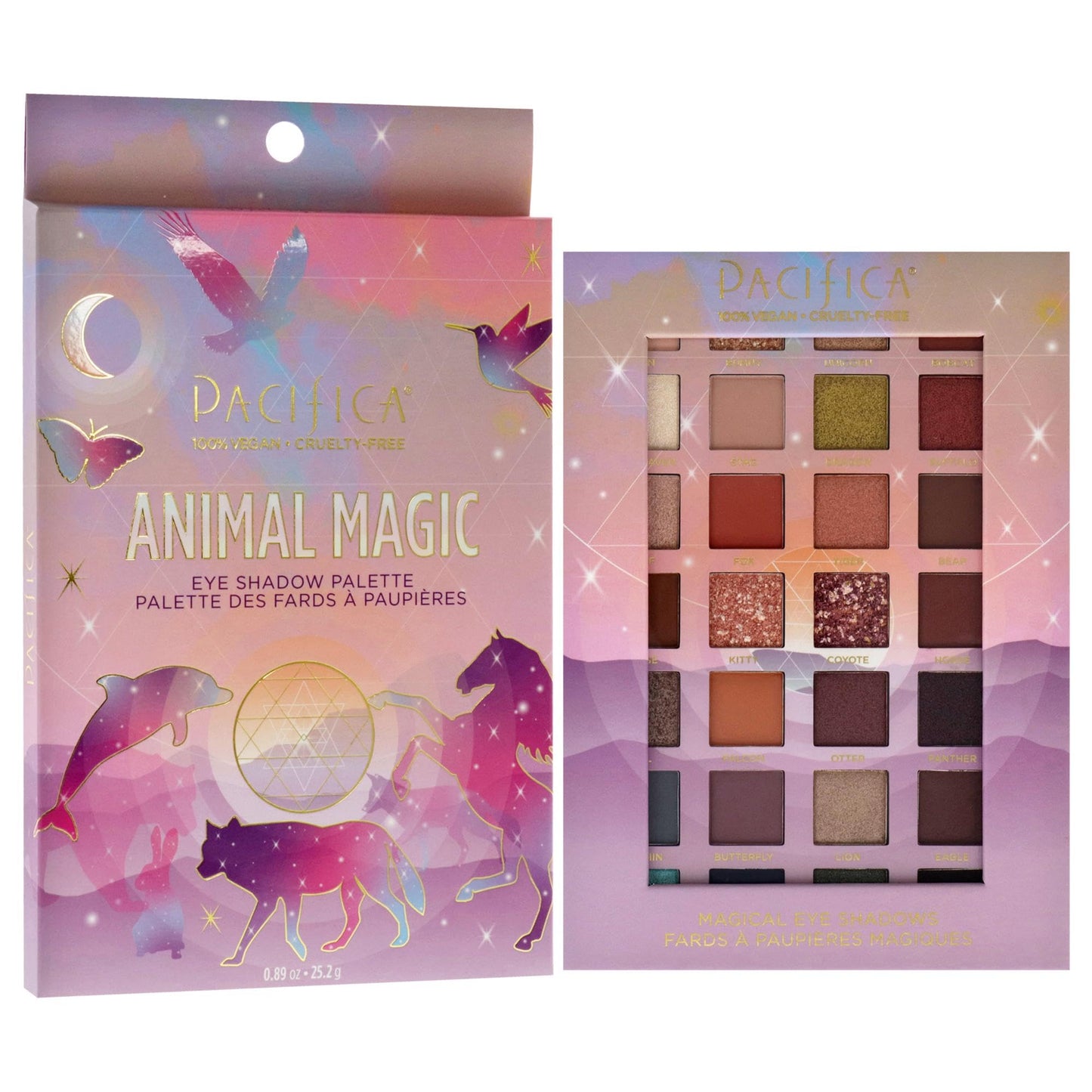 Pacifica Eyeshadow Palette - Animal Magic with Colorful Blendable Shades, Highly Pigmented Mineral Eyeshadow, Talc-Free, Vegan & Cruelty-Free, 0.89 oz