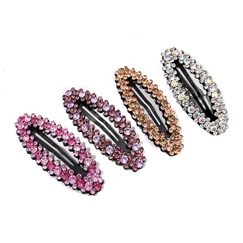 4 Pcs Shiny Rhinestone Snap Hair Clip Simple Fashion Alloy BB Clip Side Clip Hair Pins Hair Barrettes Women Hair Styling Accessories