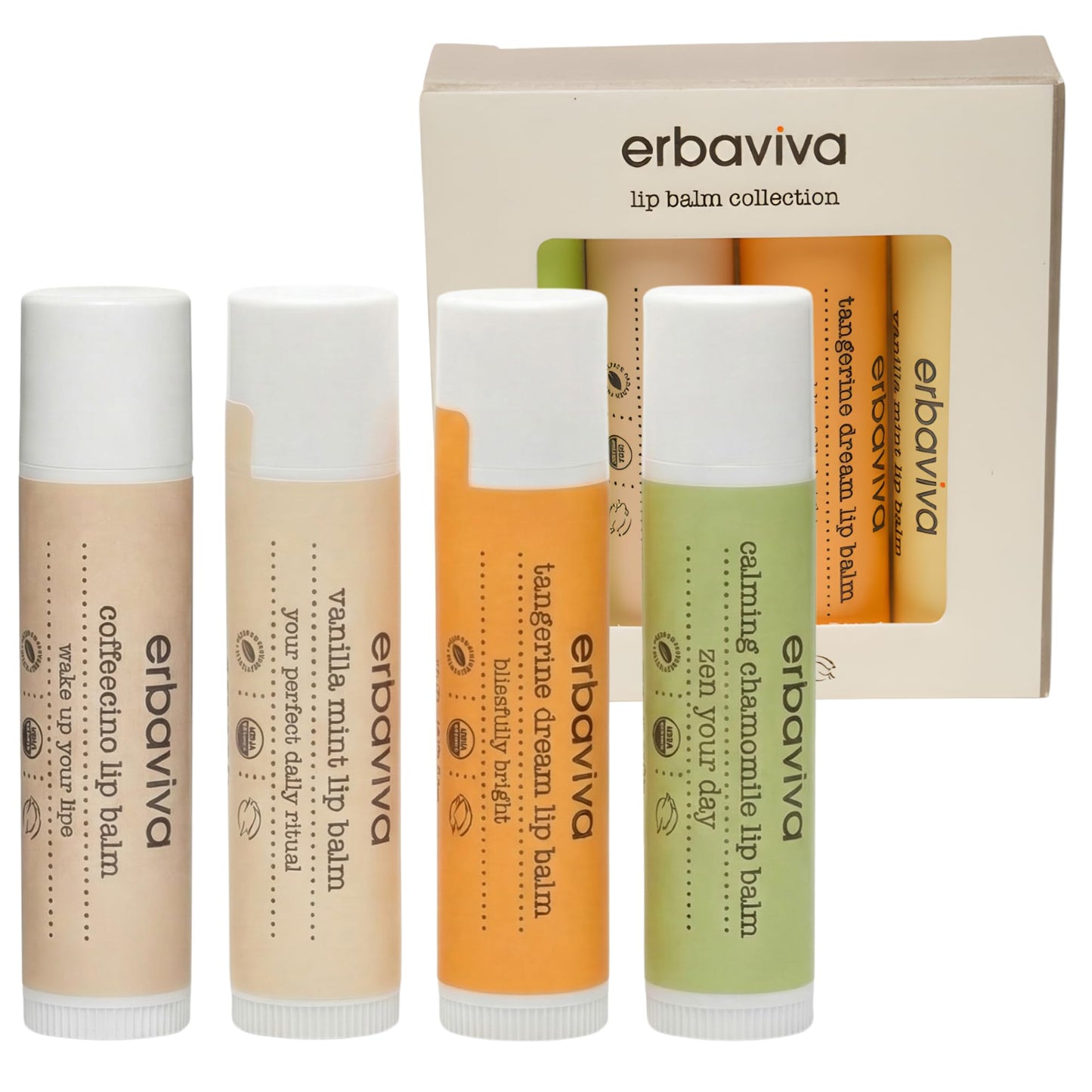 Erbaviva Vanilla Mint Lip Balm 4 Pack - USDA Organic Lip Balm with Elderflower, Calendula & Shea Butter - Long-Lasting Moisturizing Lip Care Beauty and Personal Care erbaviva