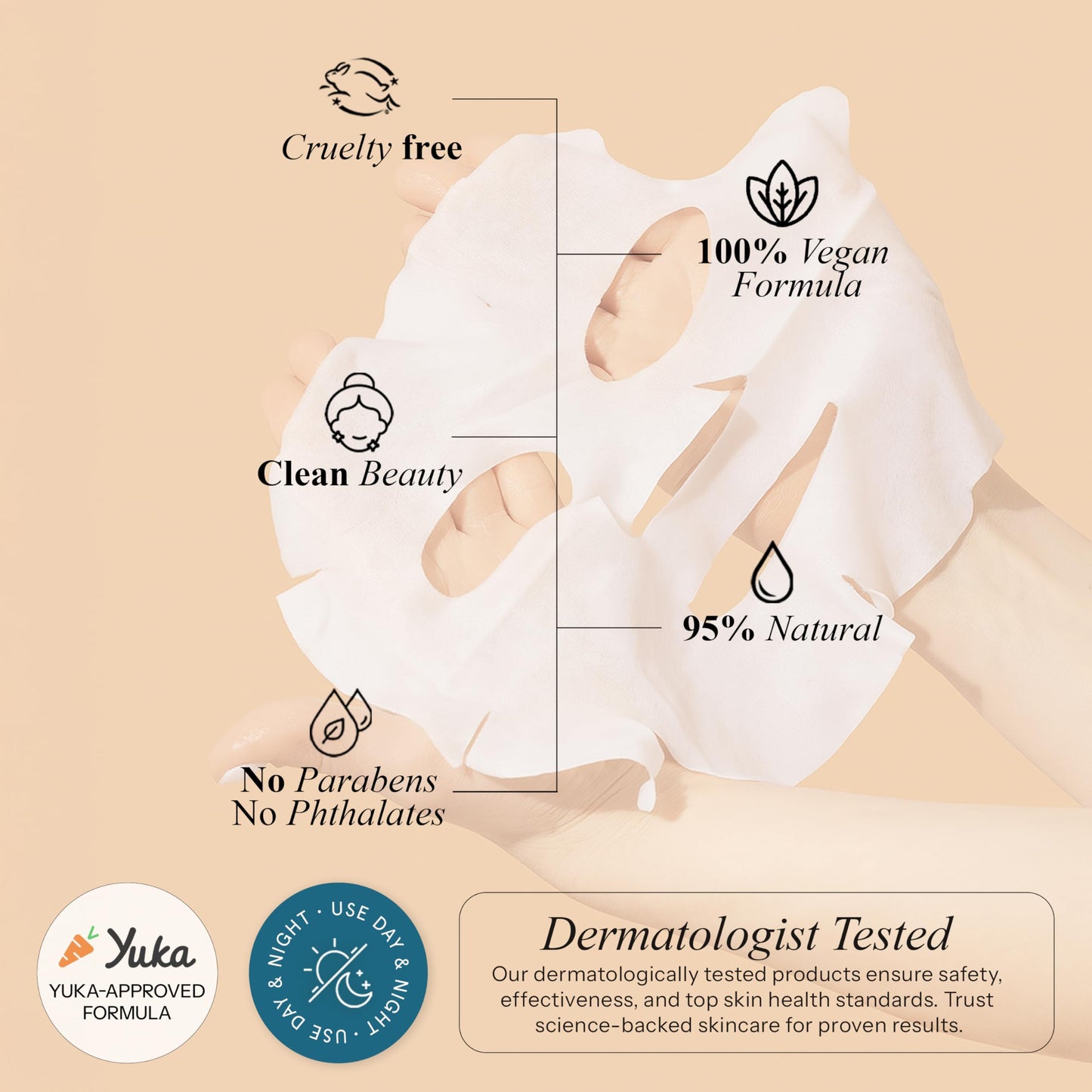 Radiant Aura Vitamin E & Vitamin C Sheet Mask - Dermatologist Tested, Anti Aging, Korean Skin Care - Deep Hydration, Softens Fine Lines, Fades The