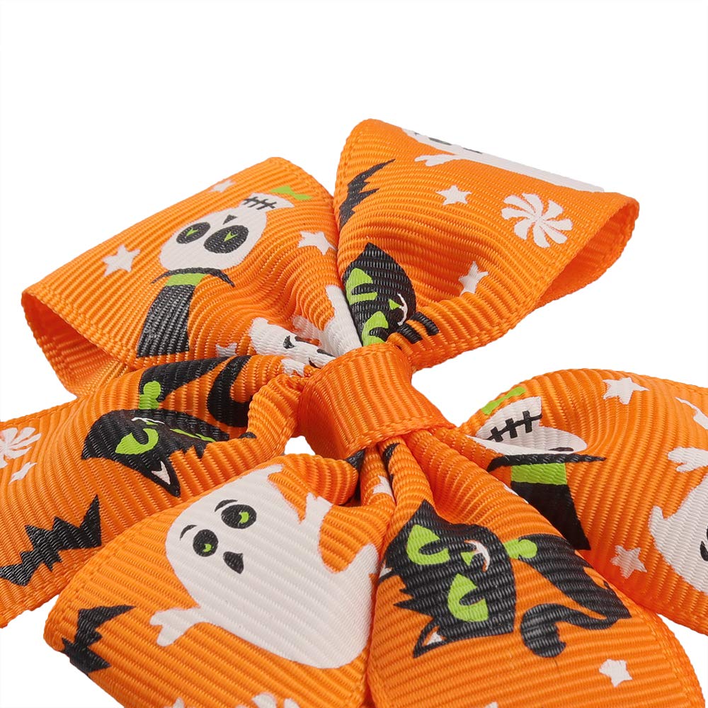 Rocutus 12pcs/set Halloween's Day Bow Knot Hair Pins Boutique clips Grosgrain Ribbon Halloween Hair Bows (Halloween 1)