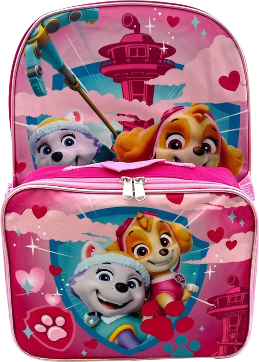 Group Ruz Nickelodeon Girl Paw Patrol 16" Backpack With Detachable Matching Lunch Box (Pink-Pink)