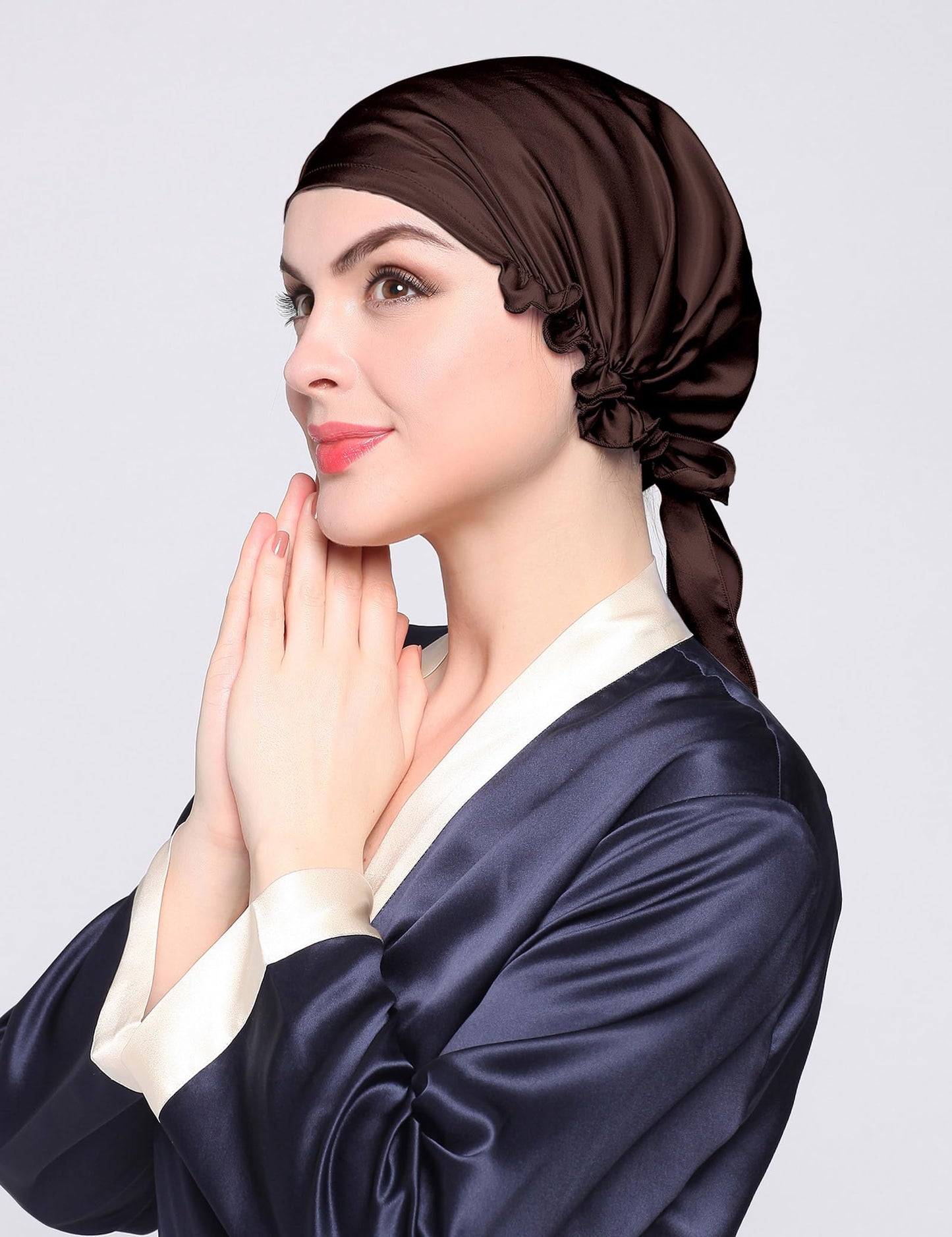 LilySilk Silk Bonnet for Sleeping Womens Sleep Cap 100% 19MM Mulberry Silk for Long Curly Hair Adjustable Stretchy Dark Brown Beauty and Personal Care LilySilk