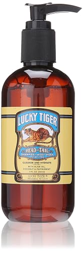 Lucky Tiger Shampoo and Body Wash (8 Oz) - All-in-One Mens Body Wash & Daily Shampoo - Invigorating Peppermint & Rosemary Formula -Sulfate-Free