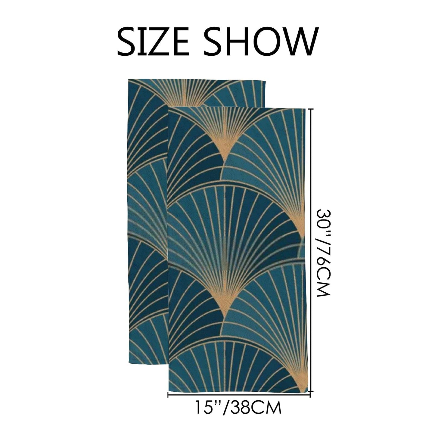 Kuizee Microfiber Hand Towel Face Towels Set of 2 Golden Elements Blue Art Deco Style Quick-Dry Highly Absorbent Ultra Soft Bathroom Kitchen 30X15…