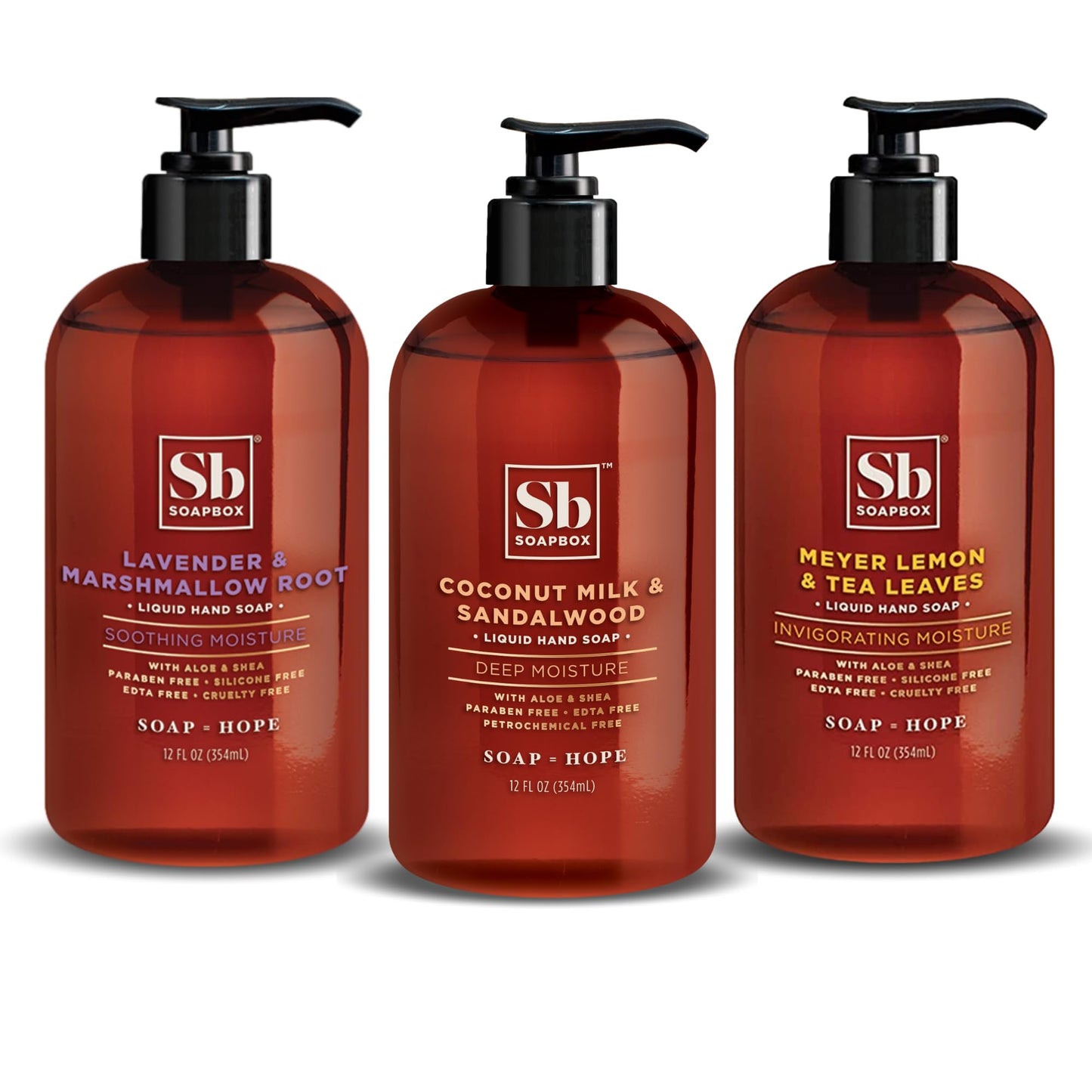 Soapbox Variety 3 Pack (Coconut, Lavender, Meyer Lemon) Liquid Hand Soap, Moisturizing Hand Wash - Gentle Cleanser with Clean Ingredients Free Beauty and Personal Care Soapbox Default Title