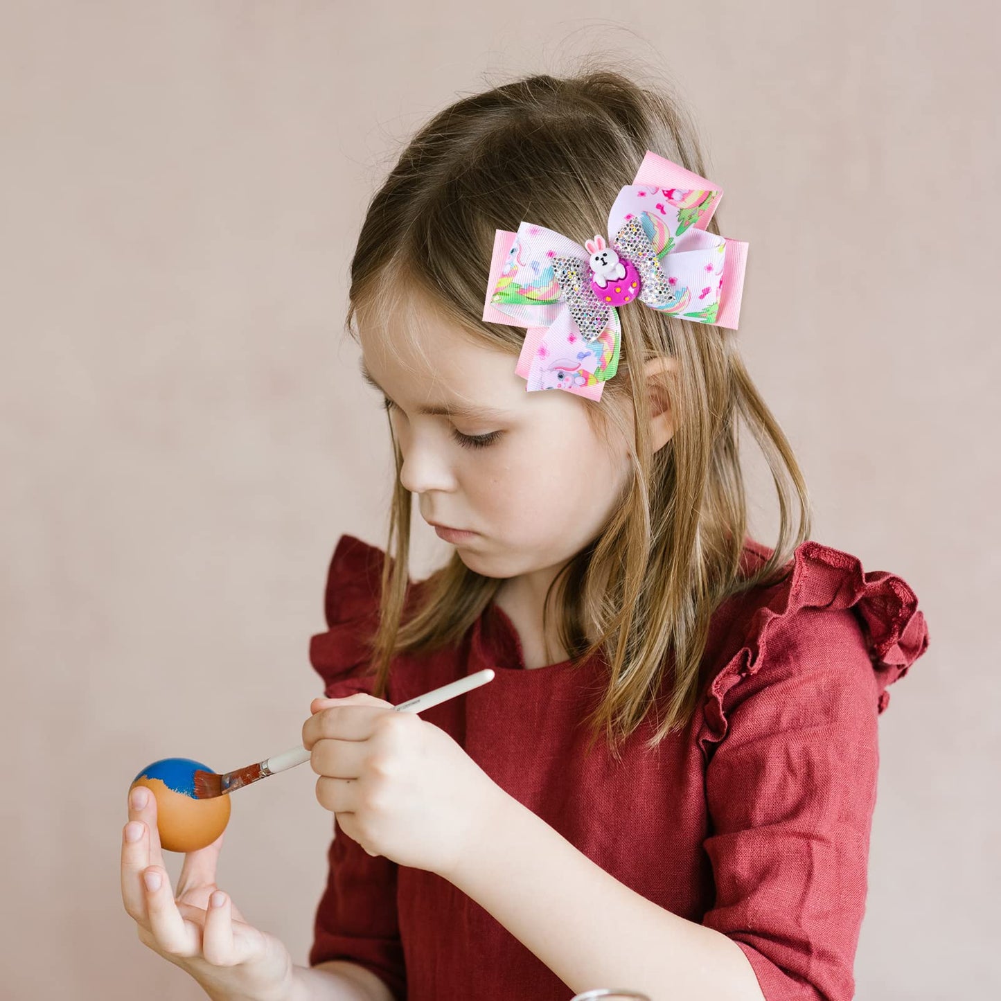 Easter Large Bows Hair Clips Boutique Grosgrain Ribbon Hair Pins Lovely Easter Egg Bunny Pattern Headwear Hair Accessories for Kids Girls