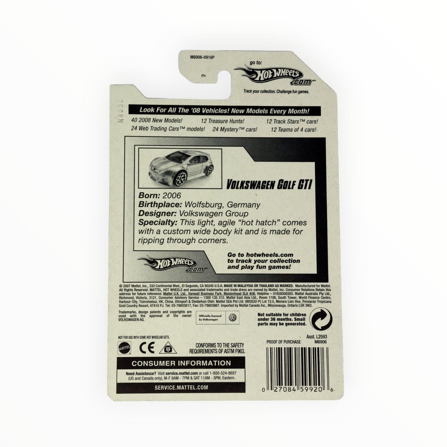 Hot Wheels 2008 132 Team: Volkswagen # 4 of 4 Steel Blue Volkswagen VW Golf GTI 1:64 Scale