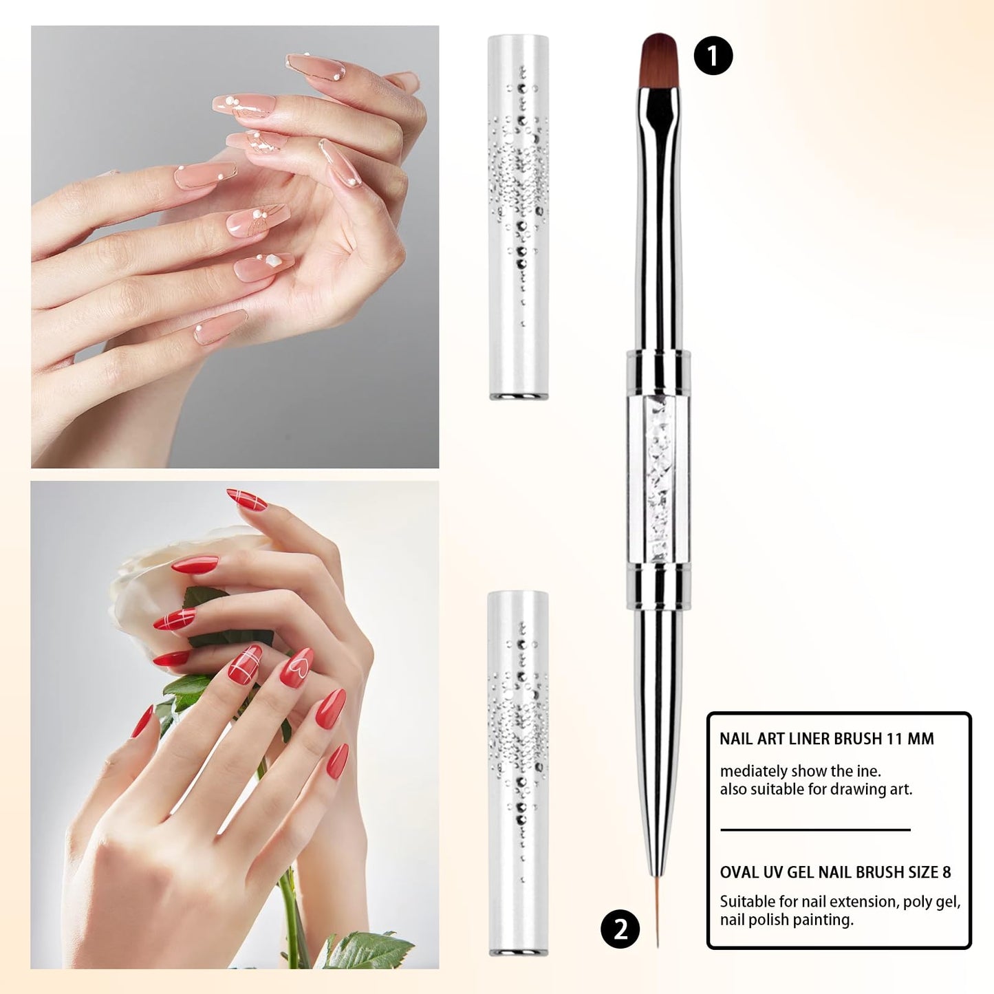 1Pcs Dual Ended Hard Gel Nail Brushes for Builder Gel&Polygel,Salon-Grade Nail Art Design Tools,Nail Brush Professional Nail Art(Rhinestone Handle) Beauty and Personal Care starfa lab