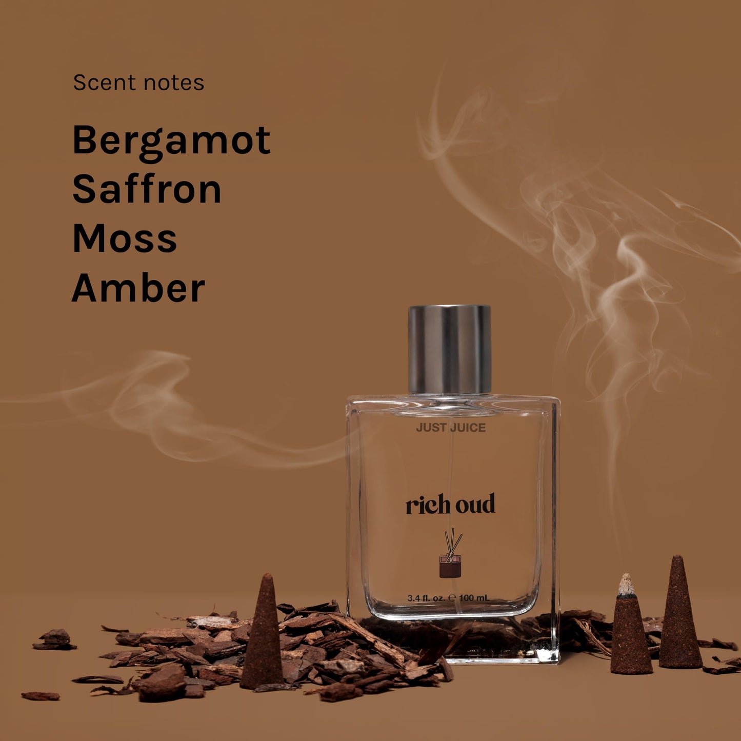 Just Juice Rich Oud - Oud Perfume for Women and Men - Bergamot, Saffron, and Amber Perfume - Rich and Woody Scent - 3.4 oz Beauty & Personal Care Just Juice