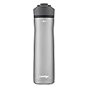Contigo Cortland Chill 2.0 Vacuum-Insulated Stainless Steel Water Bottle, Spill-Proof Sip Technology, Interchangeable Lid, 24oz, Steel/Licorice