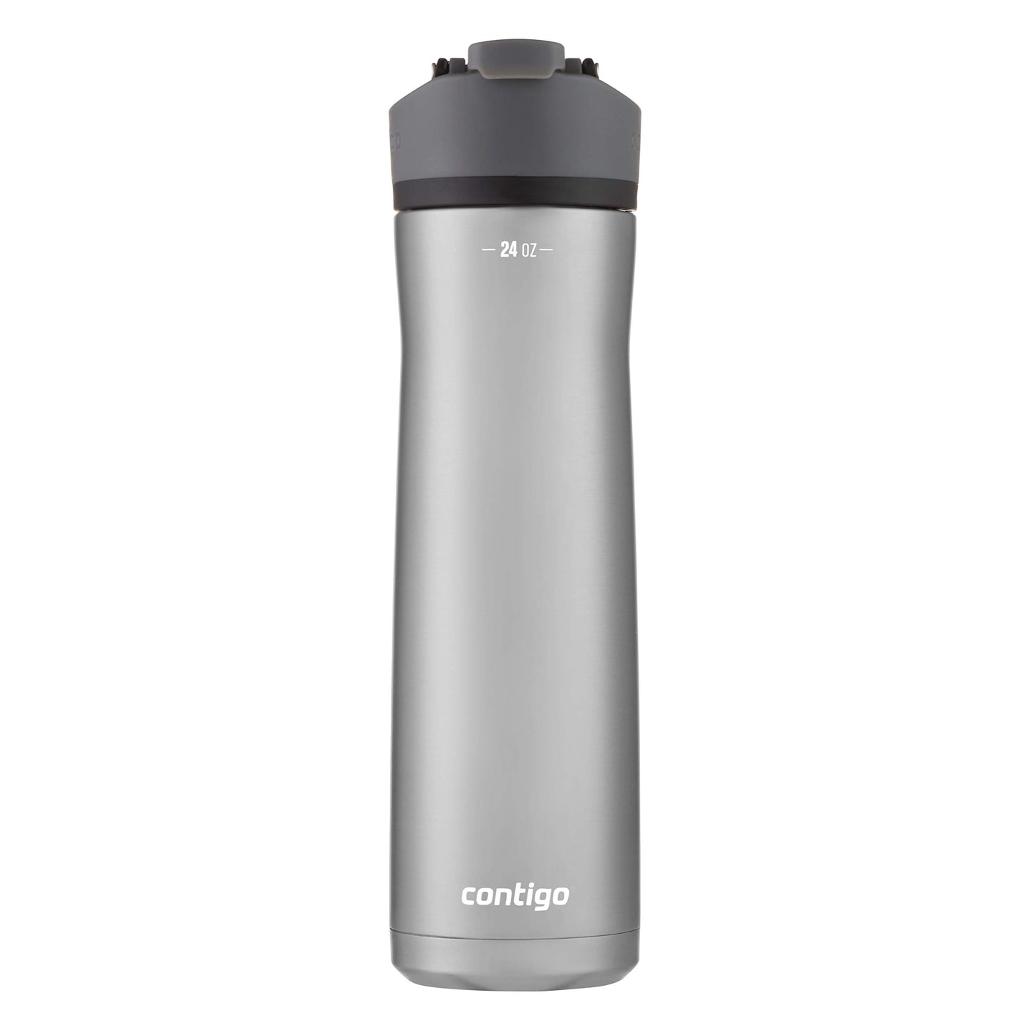 Contigo Cortland Chill 2.0 Vacuum-Insulated Stainless Steel Water Bottle, Spill-Proof Sip Technology, Interchangeable Lid, 24oz, Steel/Licorice