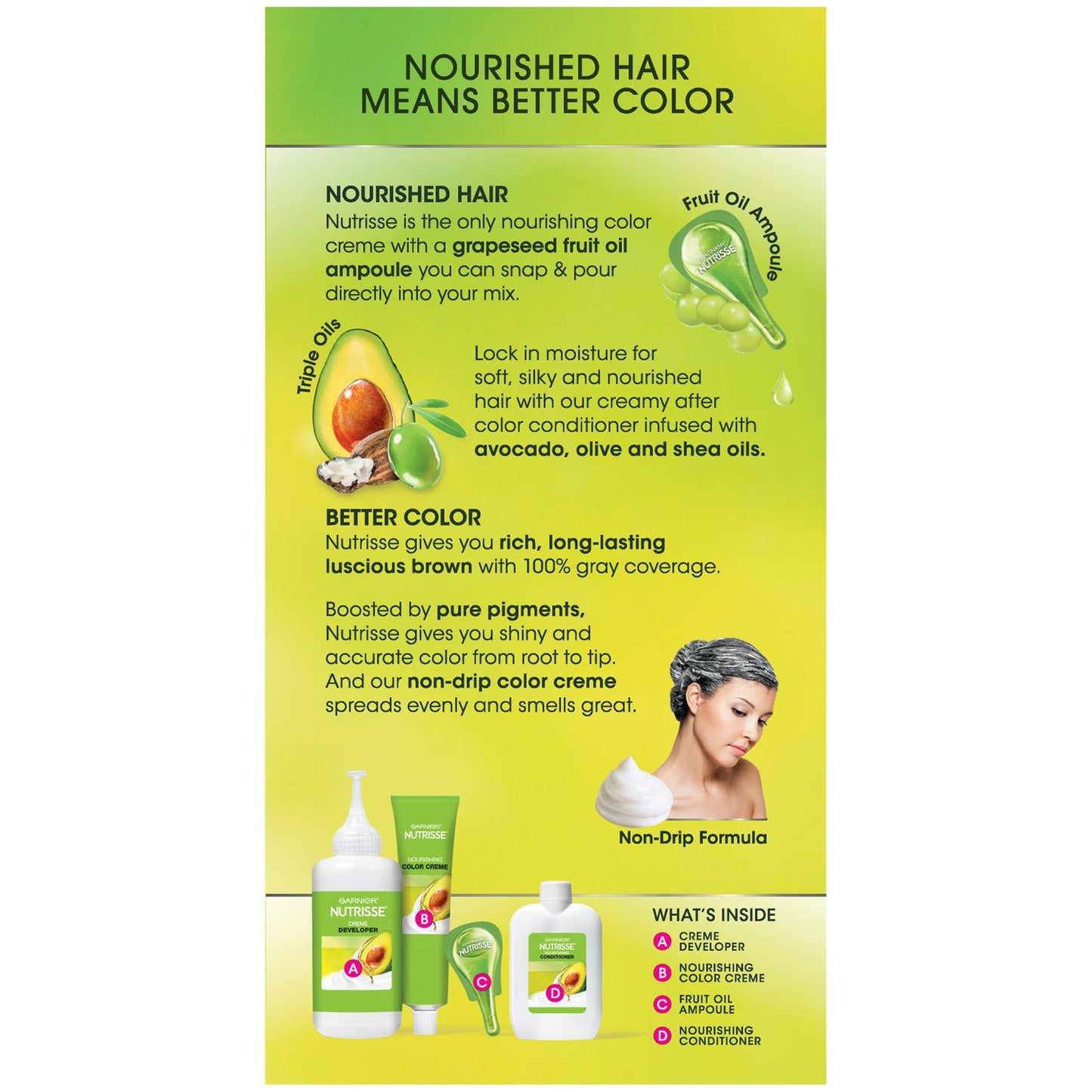 Garnier Nutrisse Nourishing Color Creme 51 Medium Ash Brown (Cool Tea), (Packaging May Vary)