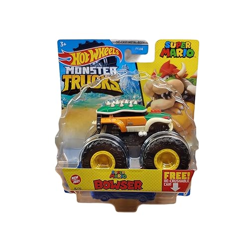 Hot Wheels Monster Trucks 2021 #16/75 Super Mario Bowser with Re-Crushable Car