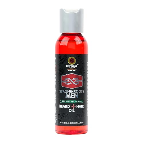Strong Roots Men Beard + Hair Oil - for Grooming, Moisturizing Conditioner Softens and Promotes Beard Growth, Itch Relief, Natural Jamaican Black