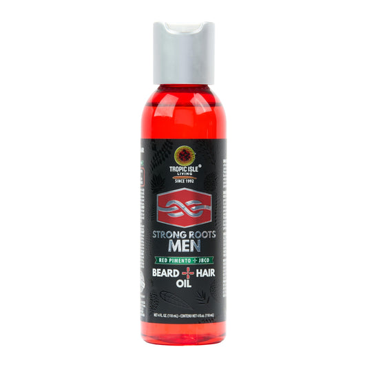 Strong Roots Men Beard + Hair Oil - for Grooming, Moisturizing Conditioner Softens and Promotes Beard Growth, Itch Relief, Natural Jamaican Black