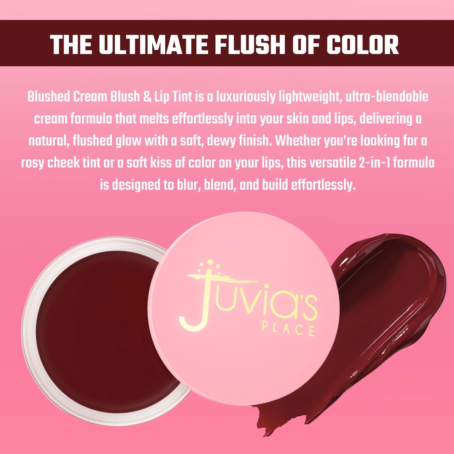 Juvia's Place Blushed Cream Blush - Terracotta - Multi-Purpose Cream Blush for Cheeks & Lips - 2in1 Formula, Smooth, Blendable Texture for a Soft Dewy