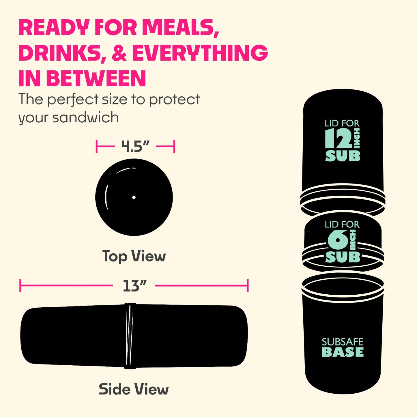 SubSafe 3-Piece Sub Sandwich Container, Seafoam Green - As Seen on Shark Tank - Waterproof, Crushproof, BPA-Free Food Storage that Floats - Fits 6…