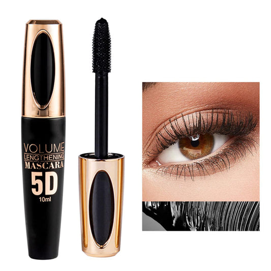 Brown Colored Waterproof Mascara - Long Lasting, Thick Eye Lash, 5D Silk Fiber, Smudge-Proof, Volumizing, Lengthening, Curling Color Mascara
