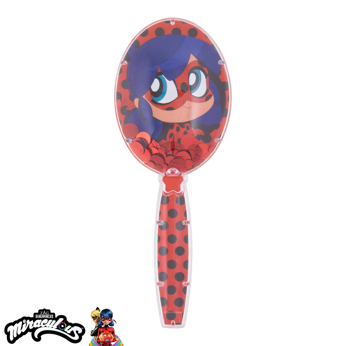 Miraculous Ladybug Confetti Hair Brush - Kids Sparkling Stars Brush Ages 3+