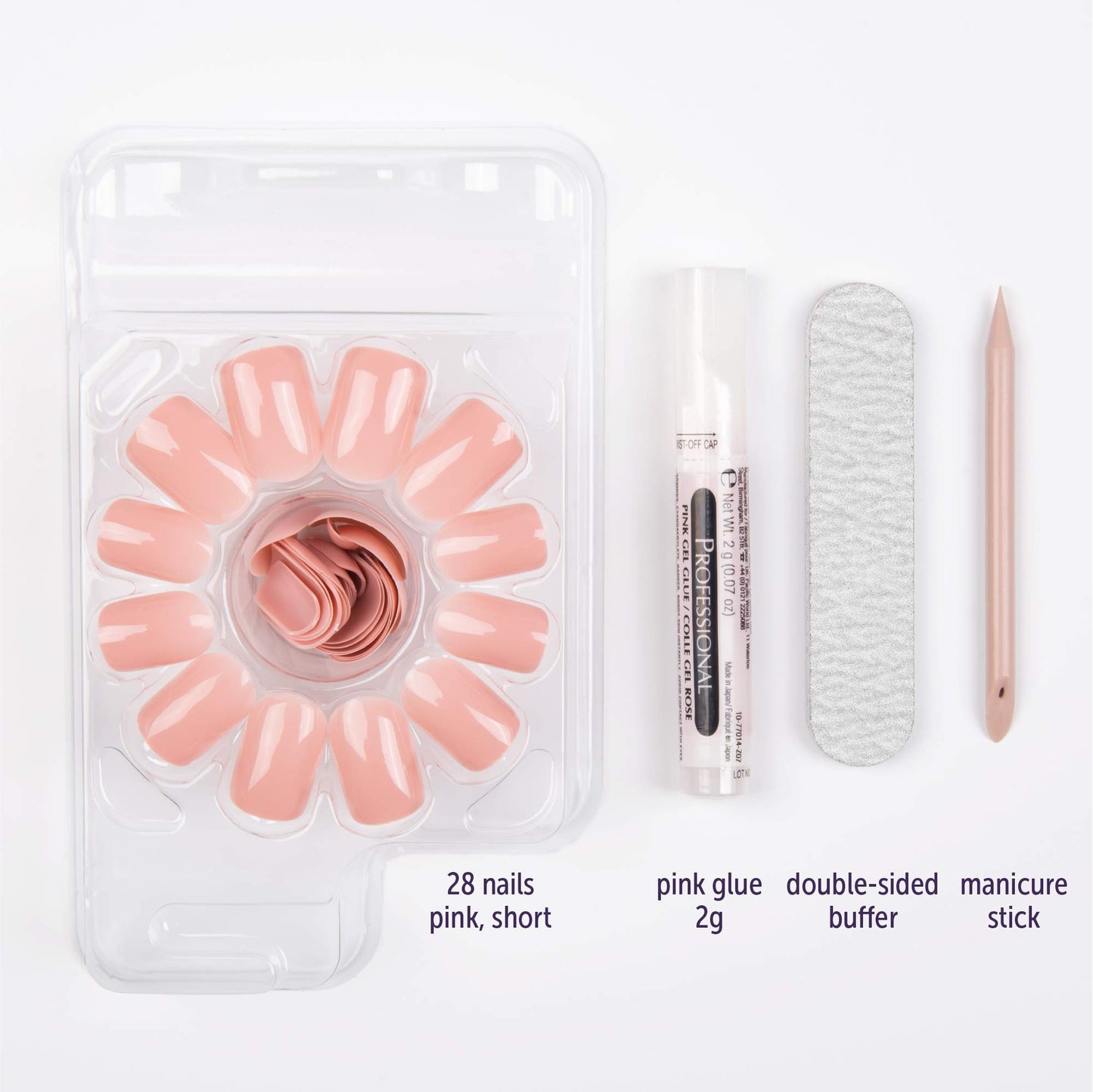 Nailene So Chic Short Artificial Nails, Pink High Gloss - Fake Nail Kit with 28 Nails (12 Sizes) and Nail Glue Included - Designed for Comfort Beauty & Personal Care Nailene