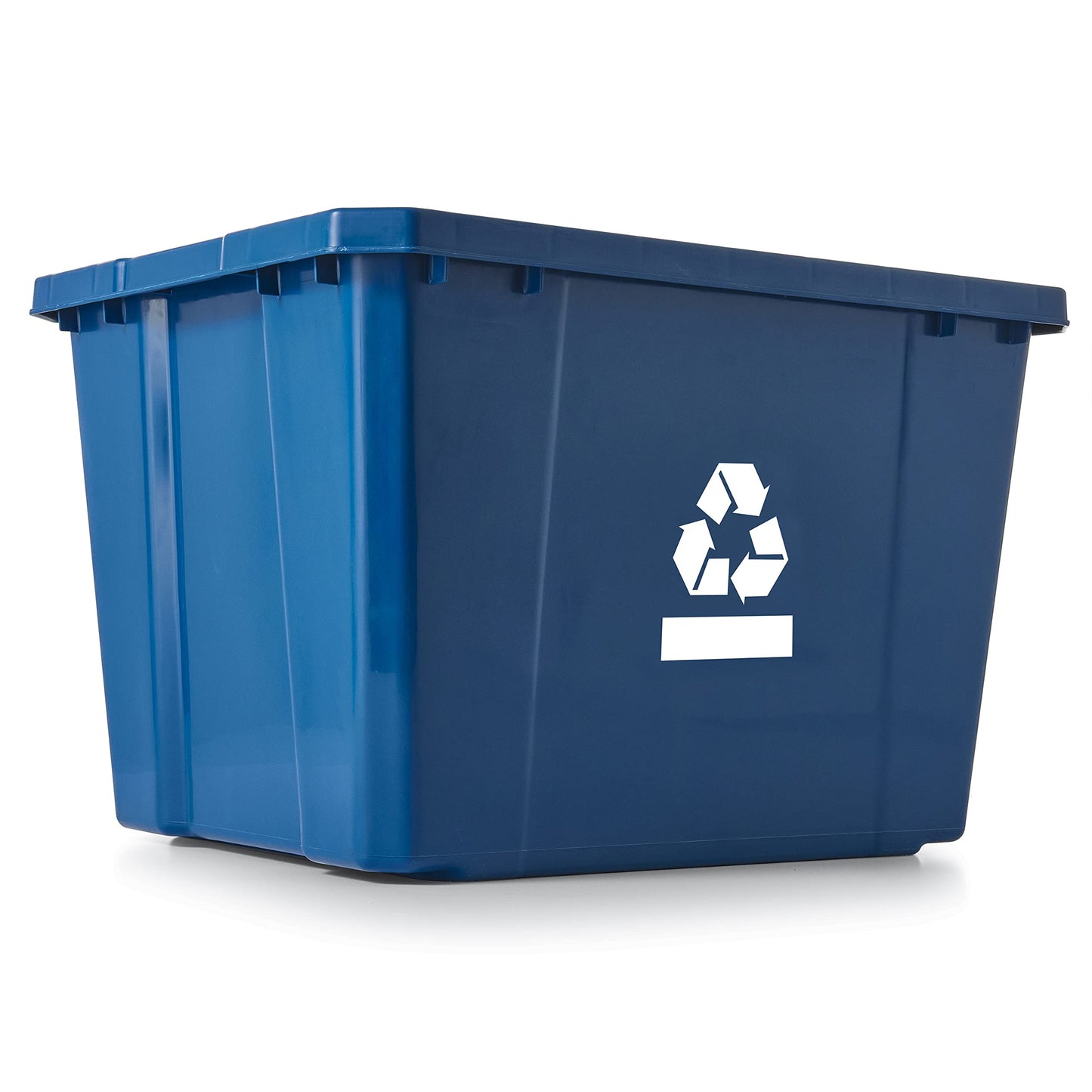 Gracious Living Medium Curbside Blue Box, Plastic 17 Gallon/64 Litre Home Trash Can Refuse and Recycling Bin Container with Built-in Handles (1 Pack)